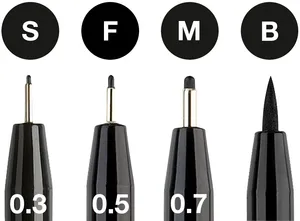 Faber-Castell 167100 Pitt Artist Pen 4er-Set, S, F, M, B, schwarz